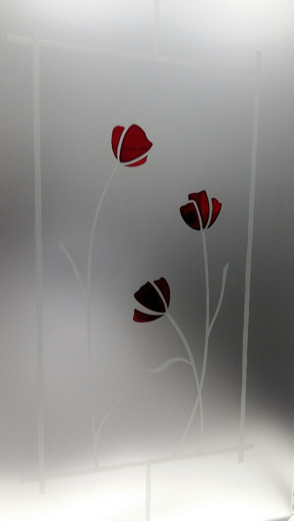 vetro satinato decorato con trattamento antimacchia