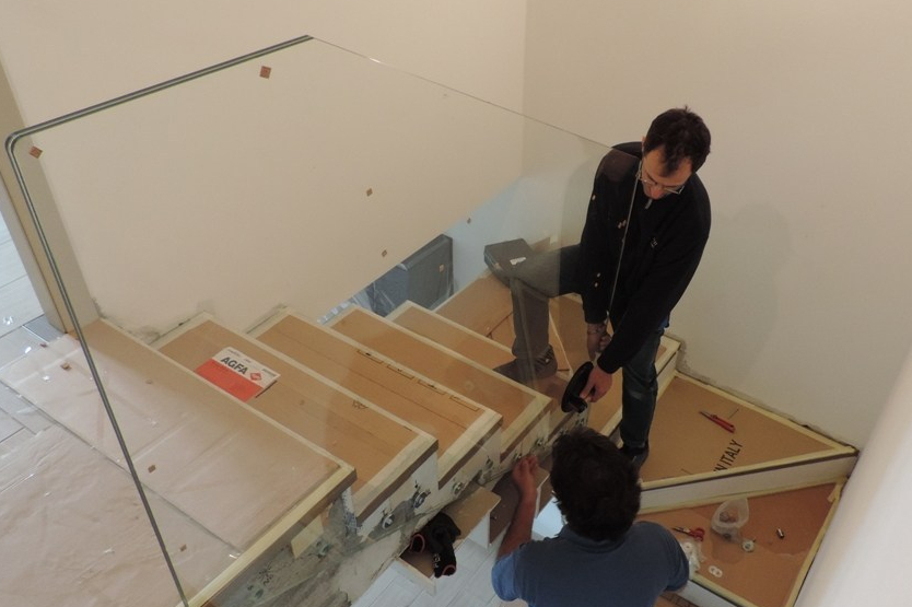 parapetto in vetro per scala