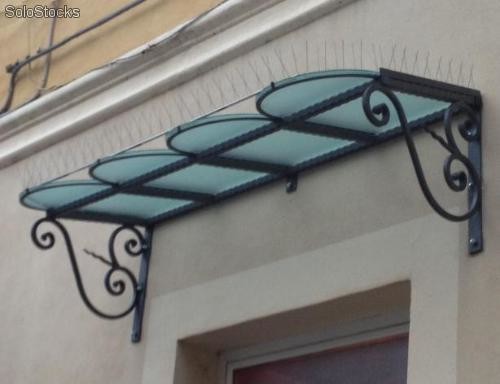 pensilina in ferro battuto e vetro