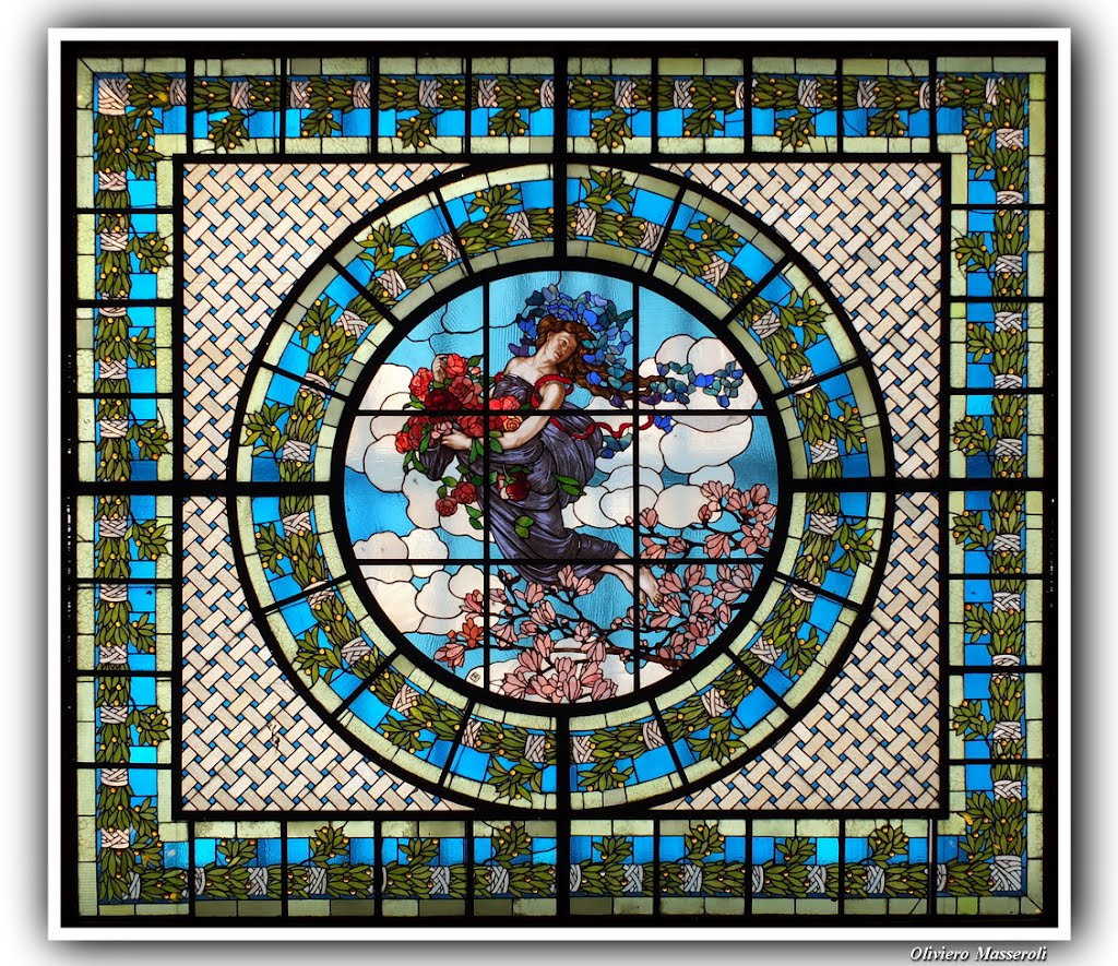 lucernario in vetro rilegato al piombo