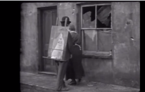 charlot al lavoro dopo che il suo socio ha rotto il vetro