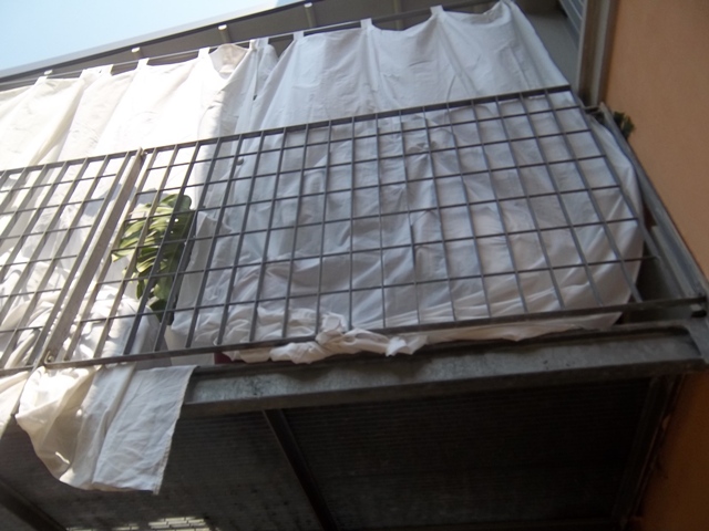 ringhiera in ferro zincato con teli di protezione