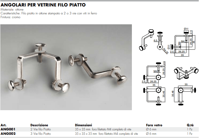 sistema tradizionale passante per unire due vetri.